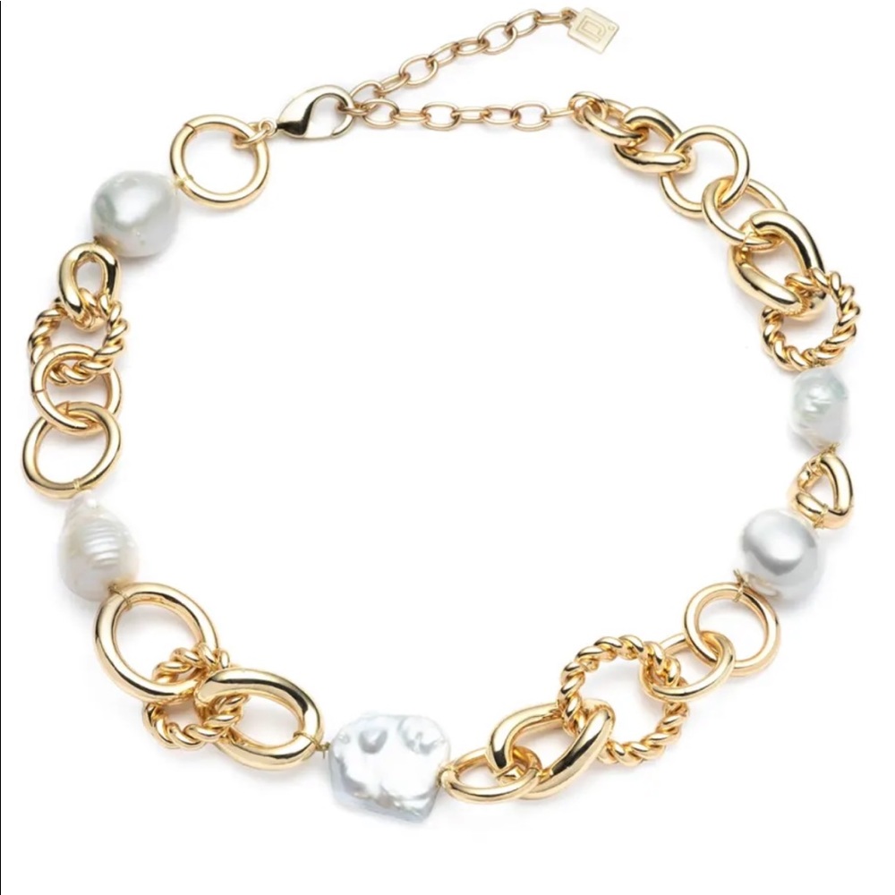 Dannijo Lisette Gold Chain Pearl Necklace Free People NWOT Ulla Johnson